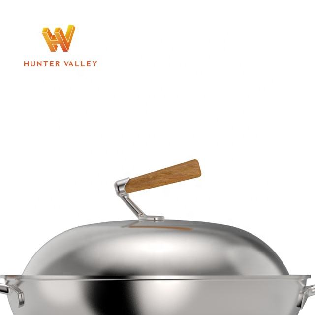 Hunter Valley Cast Cookware Hardware Custom Metal Stainless Steel Cover Ear and wood Cover Ear wood handle lid cover handle